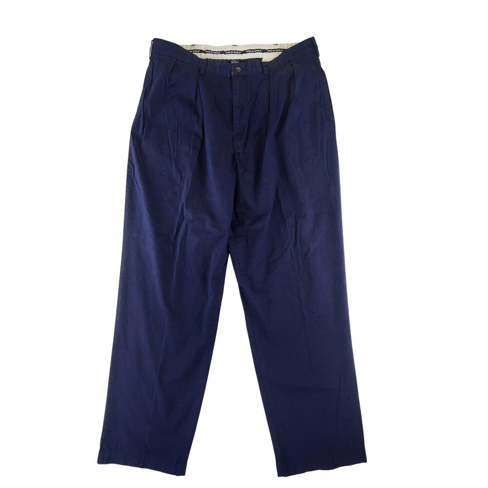 Polo Golf Pants 38x31 Blue Classic Golf Pant Double Pleated Stretch Dress Chino
